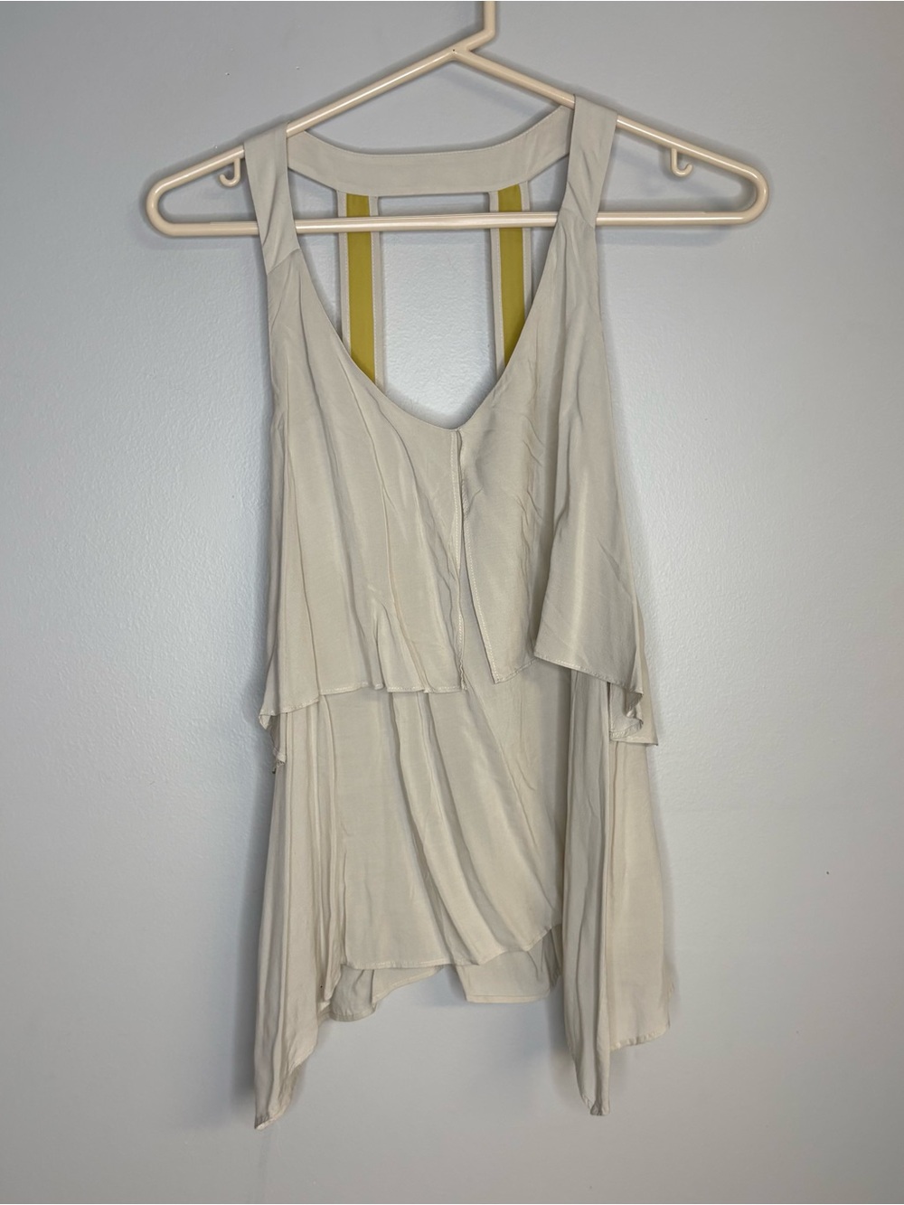 BCBGeneration Cream Asymmetrical Layered V-Neck Dress